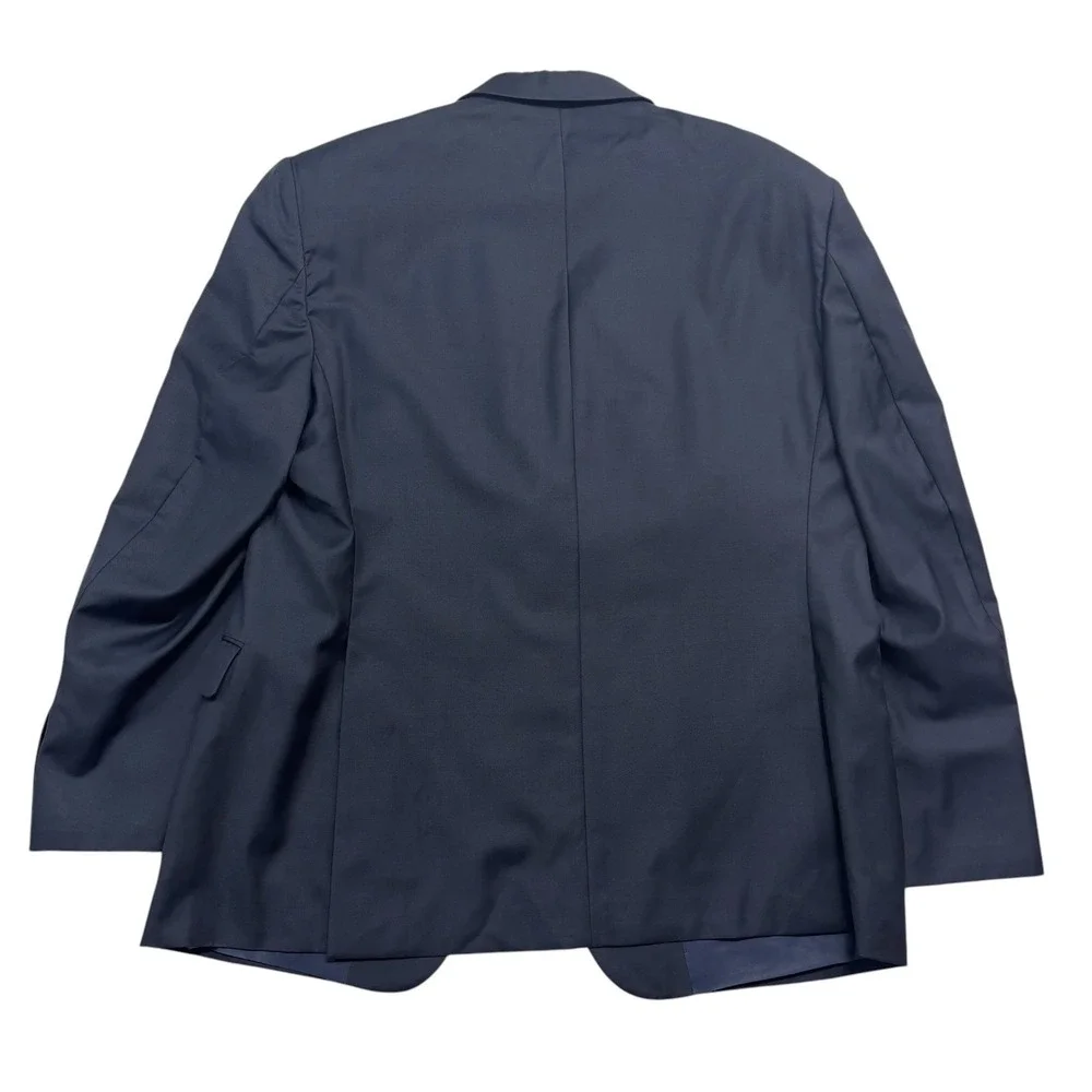 Hickey Freeman 46R 40x32 Navy Blue 2pc Pant Suit All Season Wool Flat Front USA